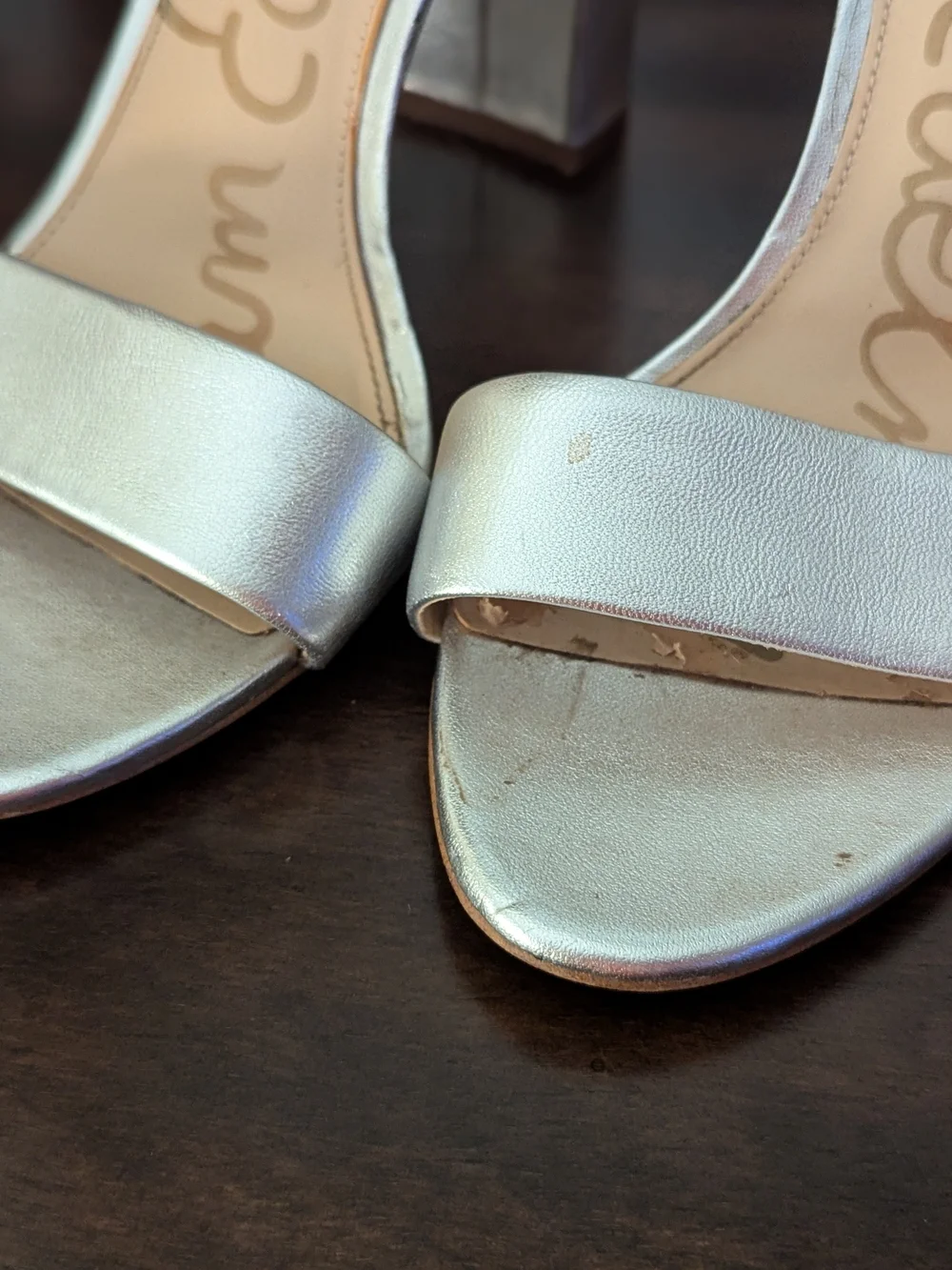 Sam Edelman Silver Ankle-Strap Block Heel Sandals